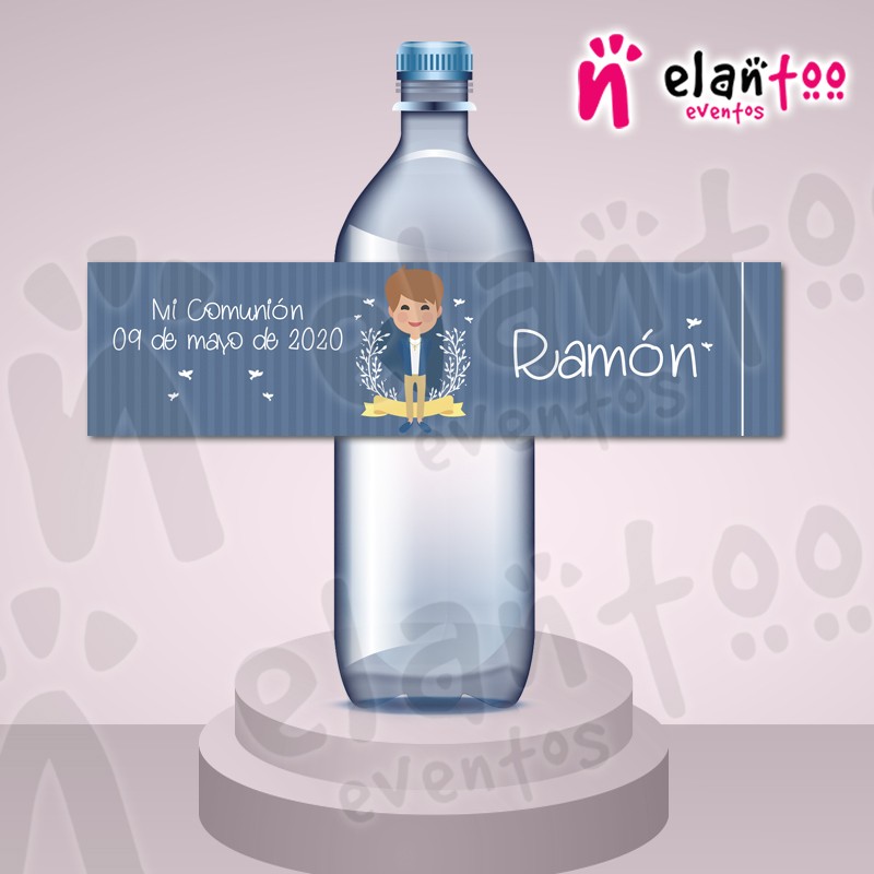 Etiqueta personalizada con datos para decorar botellas de agua